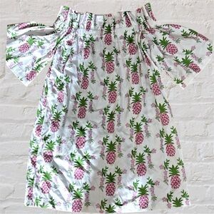 Hello Dobson pink Green Pineapple print  on off shoulder L Dress